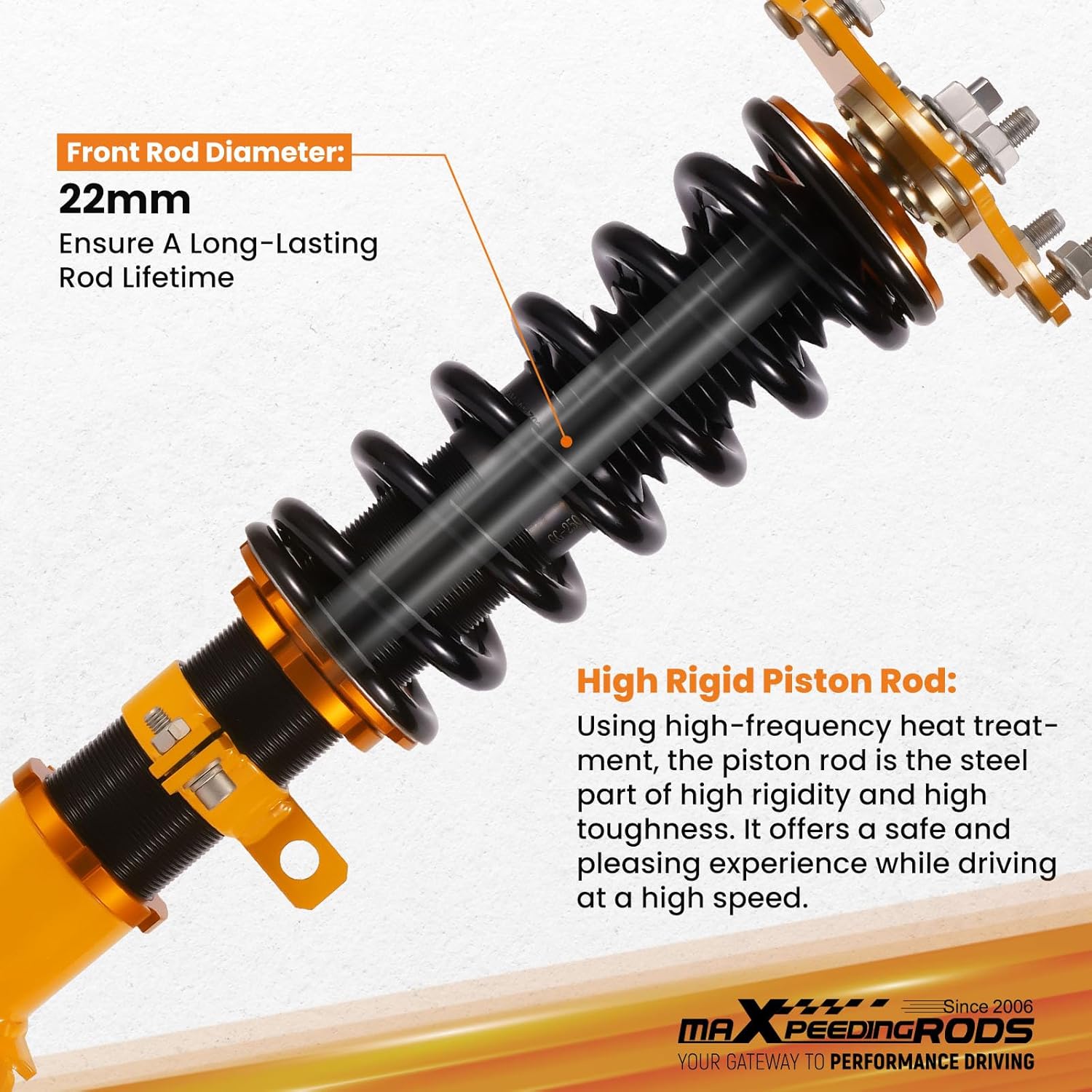 maXpeedingrods Coilovers for Honda CR-V 2007-2011, Adjustable Height Coilovers Suspension Kit Strut, Preset Damping Shock Absorber Struts, Lowering Kits by 1-3” Golden