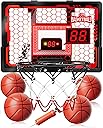 Indoor Basketball Hoop Pro for Kids, Over The Door Basketball Hoop with LED Light/Scoreboard/4 Balls- Upgraded Anti-Impact Backboard, Basketball Toys Gifts for 6 7 8 9 10 11 12 Year Old Boys