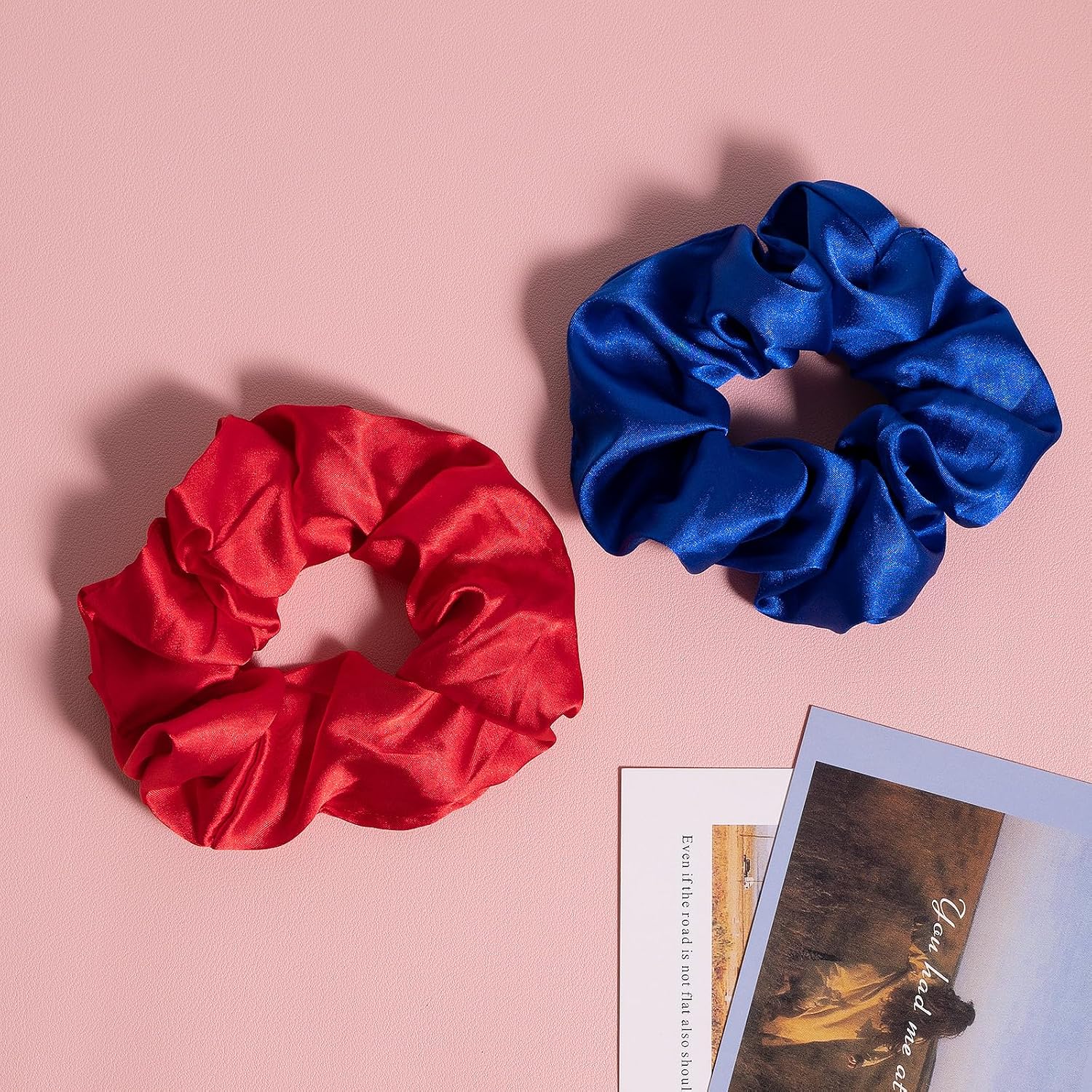Silk Hair Scrunchies Red Blue Mulberry Silky Scrunchy Large for Women Girls Curly Thick Fine Hair Tie Sleep Elastic Band Ponytail Holder 90s Accessory Valentines Xmas Gift