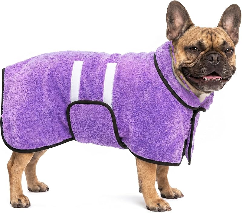 Roupão para Cães Bienbee em Soft Fleece Superabsorvente, Lavanda, Tamanho M