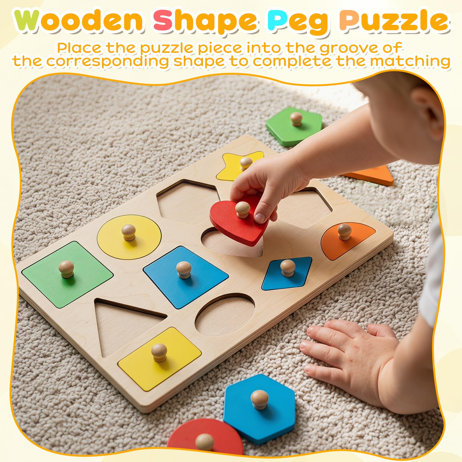 Puzzle en Bois Montessori pour Enfants 1-3 Ans Magnétique Formes à Encastrer Jouet Éducatif