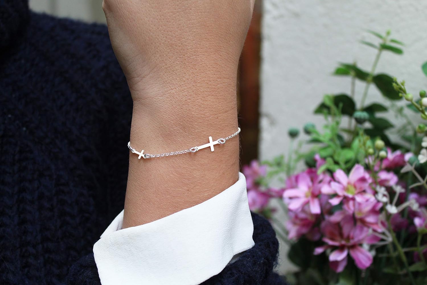 Bracciale donna argento due fili con finitura diamantata intrecciati