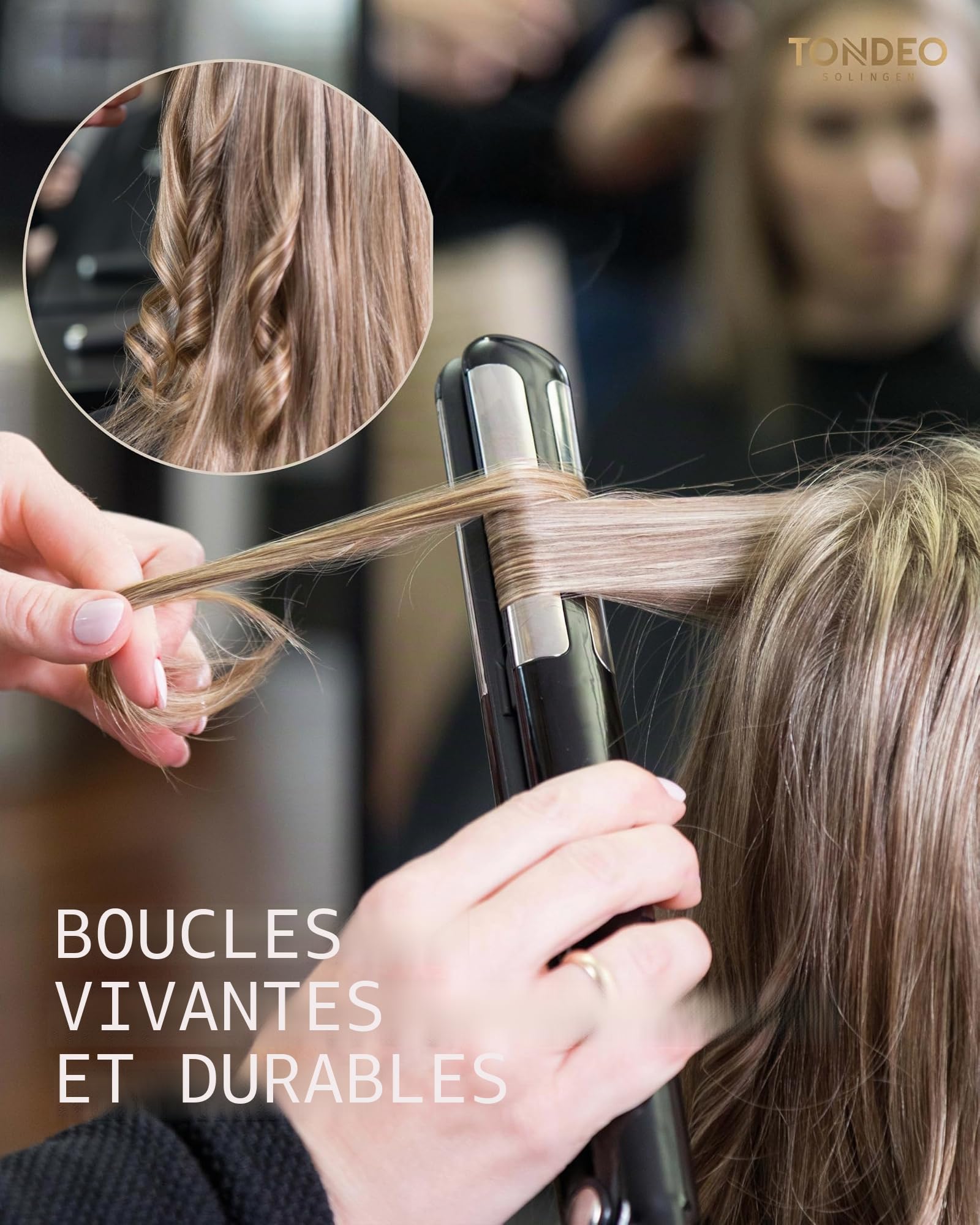 TONDEO Lisseur Cheveux CERION CURVE boucles et lissage | Lisseur pour cheveux avec fonction 2 en 1 | Pour des boucles durables et des cheveux soyeusement lisses