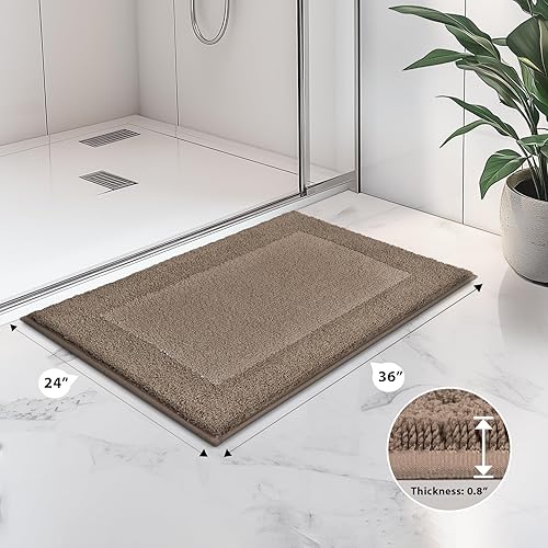 Miniatura 2 de Alfombras de baño de 24 x 36 pulgadas, antideslizantes, extrasuaves, absorbentes, lavables a máquina, de secado rápido, para suelo de baño, ducha