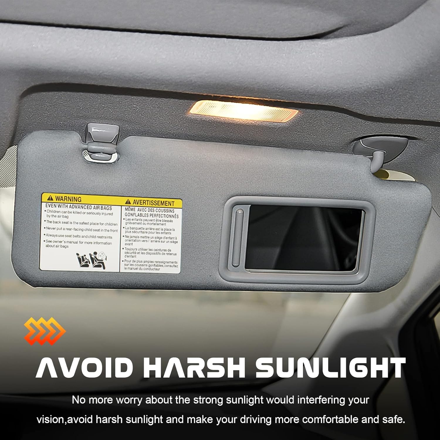 Gray Driver Left + Passenger Right Side Sun Visor Replacement Compatible with 2008 2009 2010 2012 2013 Toyota Highlander Replace 74320-48500-B0 74320-0E050-B0