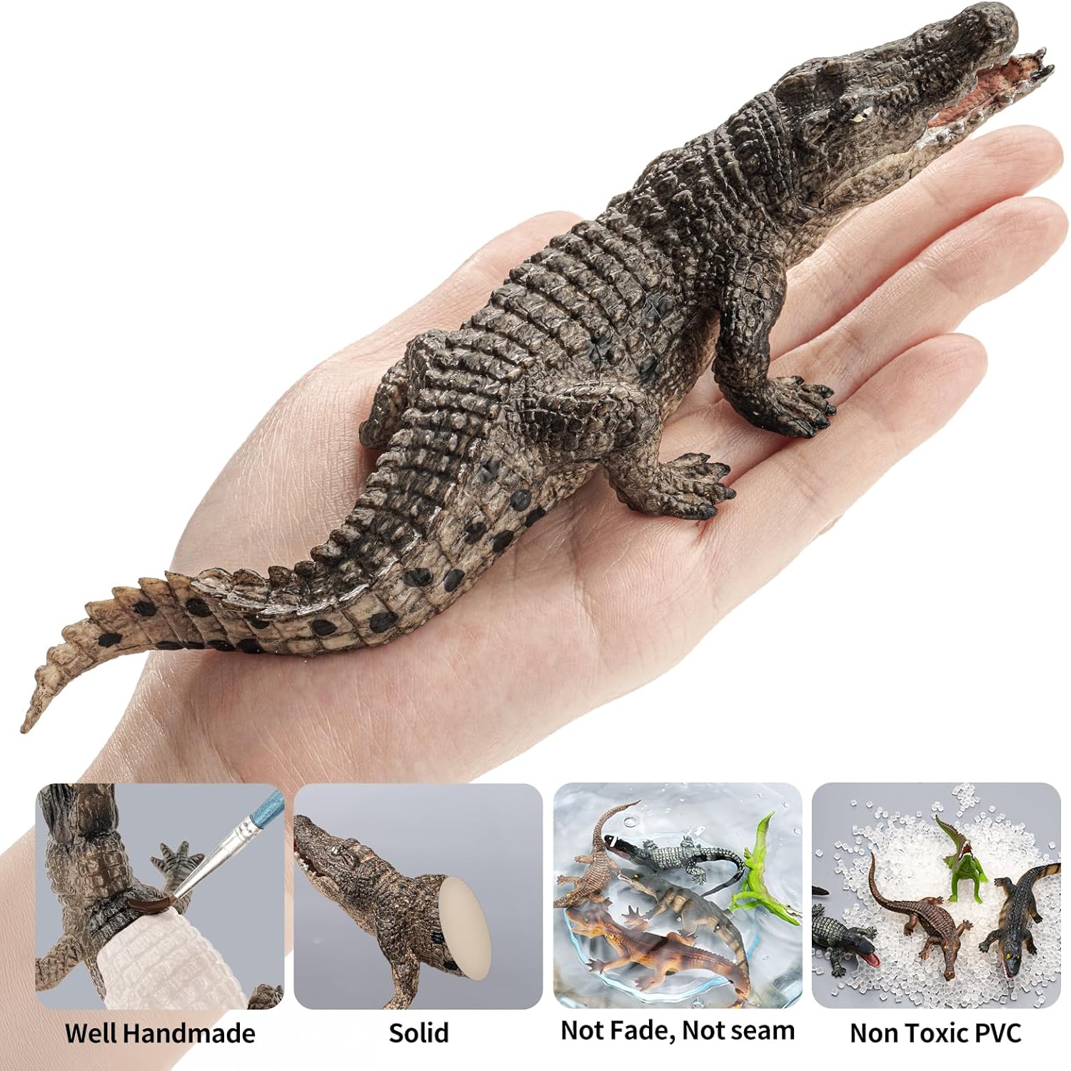 8PCS Large Safari Alligator Crocodile Animal Toy Family Figurines,Includes American,Nile,Saltwater Crocodile and Alligators with their babies, Party Favors Cake Toppers Gift for Boy Girl Kids