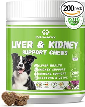 Liver Support for Dogs, Milk Thistle for Dogs - Detox, Metabolic, Dog Multivitamin Supplement for Liver and Kidney Support & Immune Health, 200 Soft Chews