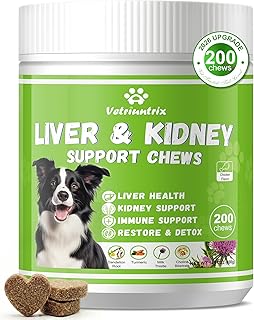 Liver Support for Dogs, Milk Thistle for Dogs - Detox, Metabolic, Dog Multivitamin Supplement for Liver and Kidney Support & Immune Health, 200 Soft Chews