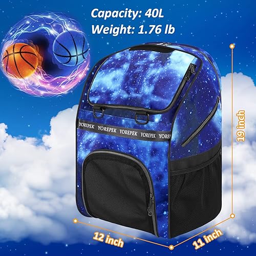 Miniatura 9 de Bolsa de baloncesto, mochila de baloncesto grande con compartimento para zapatos y soporte para pelotas para niños y niñas, bolsa de fútbol juvenil