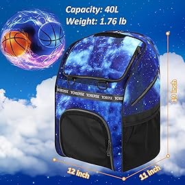 YOREPEK Basketball Bag, Large Basketball Backpack with Shoe Compartment and Ball Holder for daughter son, Water Resistant for Sport Training Equipment Fits Volleyball Gym Blue