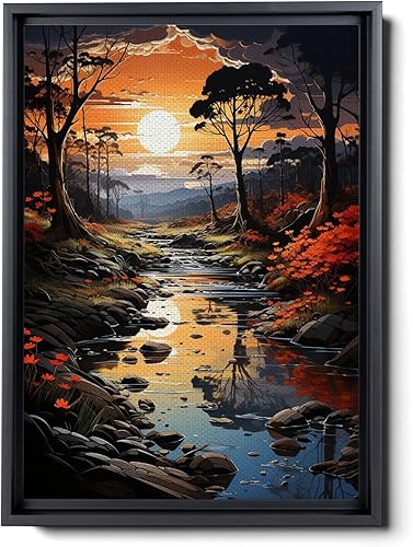 Forest Art Prints, Warm Sunlight, Green Nature Decor, Forest Green Art, Forest Green Art Work, Abstract Nature Print, Landscape Print