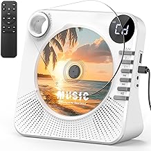 CD Player Bluetooth with HiFi Dual Speaker,Desktop CD Player for Home with Remote Control,Dust Cover,LCD Display,Sleep Timer,EQ Sound,USB/AUX,Kids,Gift,White