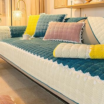 Soft Couch Cover,Sectional Couch Covers Non Slip Plush Sofa Covers Winter Keep Warm Sofa Slipcover Sofa Protector for Dogs Cats Pet Kids Blue-1,35"x35"