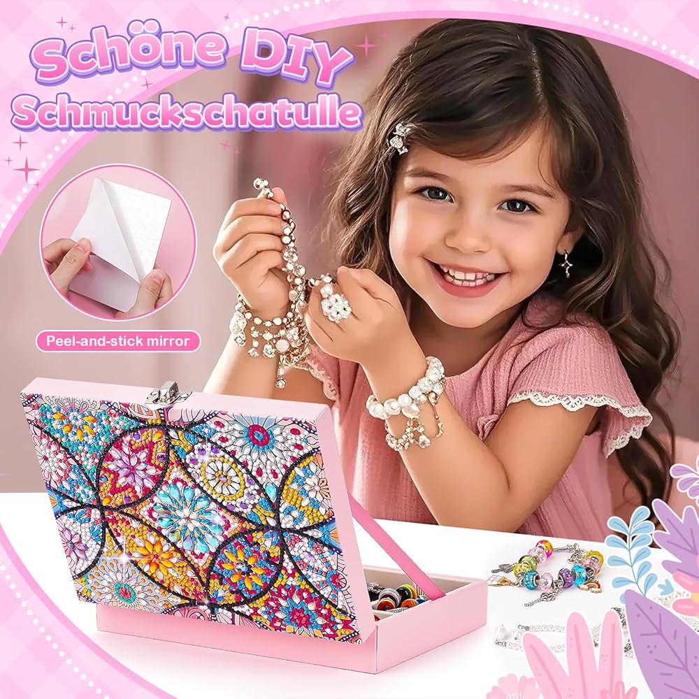 Boîte Bijoux Bois Diamant, Idee Cadeau Fille 8 Ans, Boîte