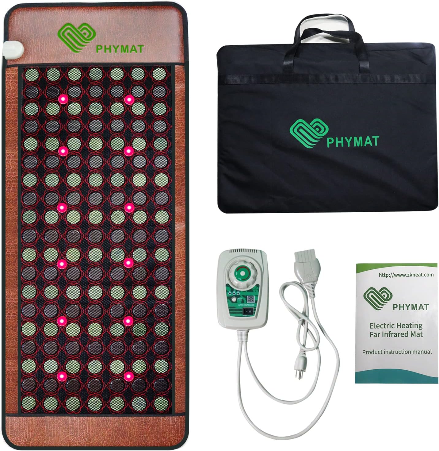 PHYMAT Large Size Far Infrared Heating Pad Jade Tourmaline Heating Pad Red Light
