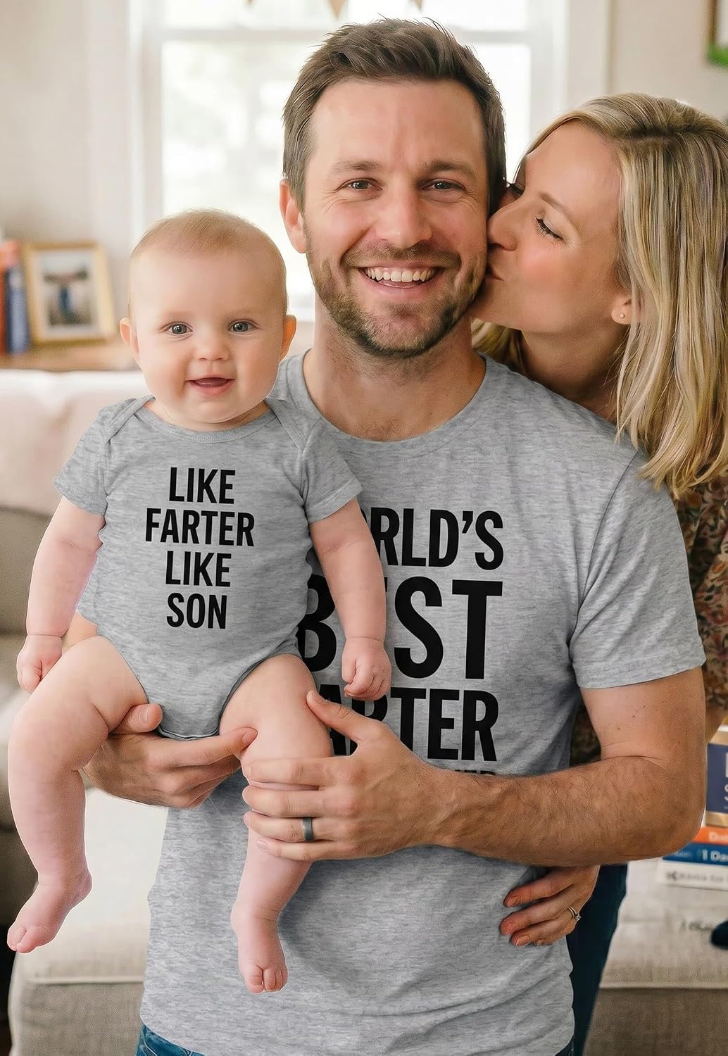 Tstars Like Farter Like Son Dad and Baby Matching Shirts - Funny Father's Day Set with Dads Tee and Infant Bodysuit