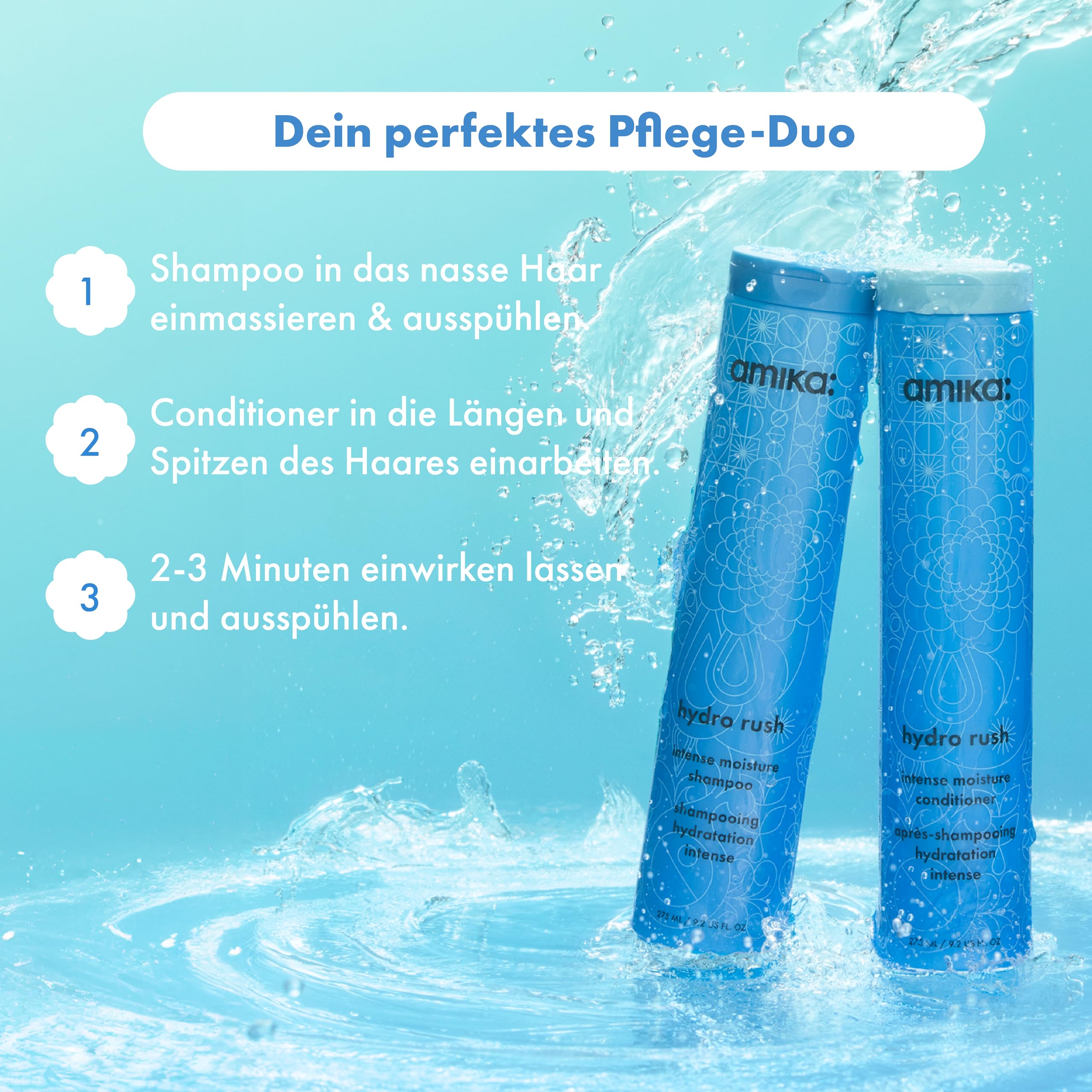 amika Hydro Rush Intense Moisture Hair Conditioner 1000ml| Haarspühlung für trockenes, lockiges & dickes Haar | Haarpflege Damen & Herren mit Hyaluronsäure I 3x mehr Feuchtigkeit & Hydration
