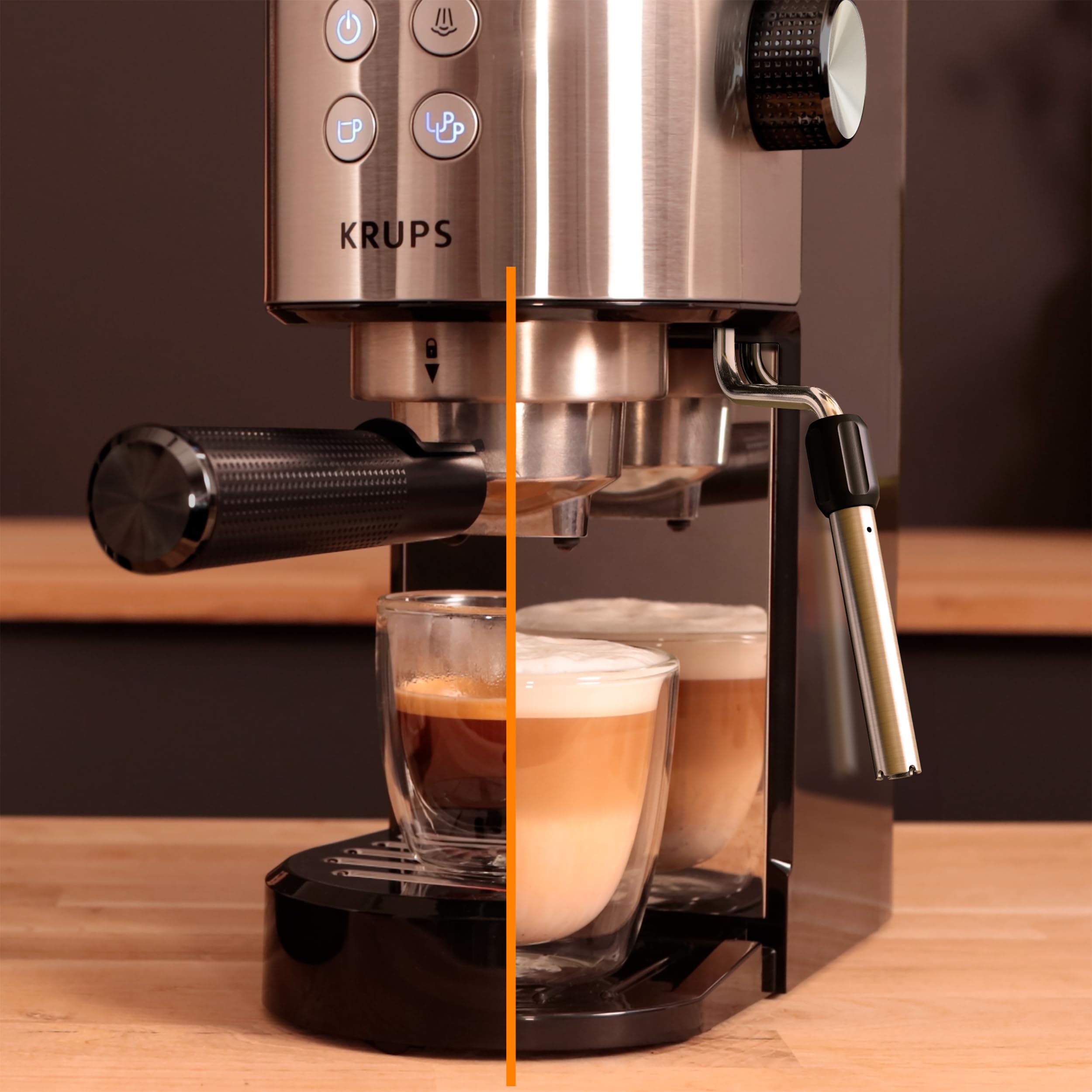 Krups Virtuoso Essential Espresso-Siebträgermaschine, 15 bar, Edelstahl, XP441810