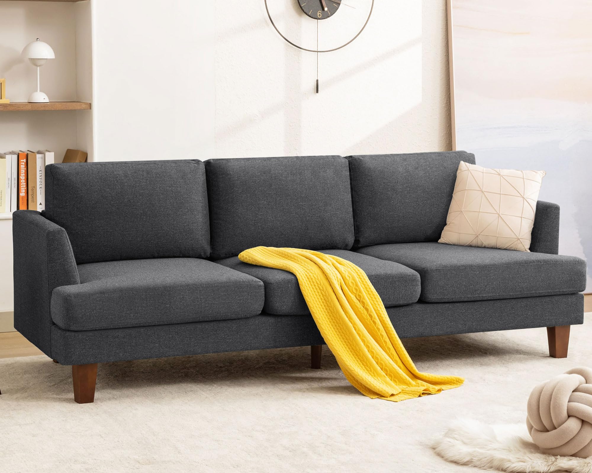 Gericco Mid Century Modern Couches for Living Room, 89" Comfy Couch Sofa with 3-Seater Deep Seats, Upholstered Sofas for Living Room, Office Apartment