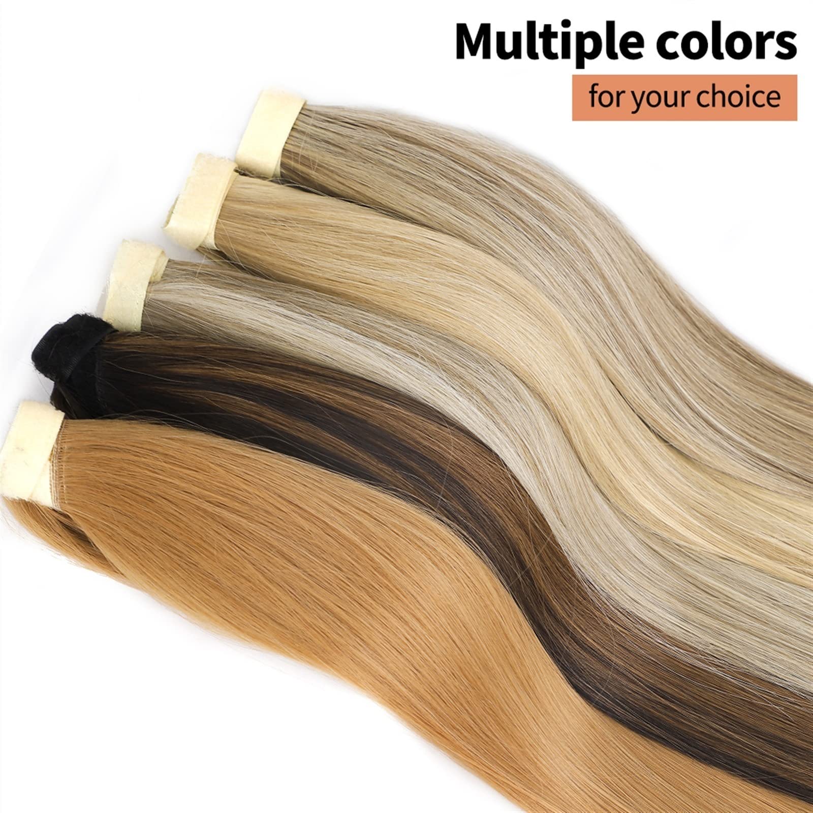 Extensión de cola de caballo Extensión de cola de caballo mezcla Natural larga y recta envoltura alrededor de cola de caballo extensiones de cabello sintético Clip en cola de caballo postizo for mujer