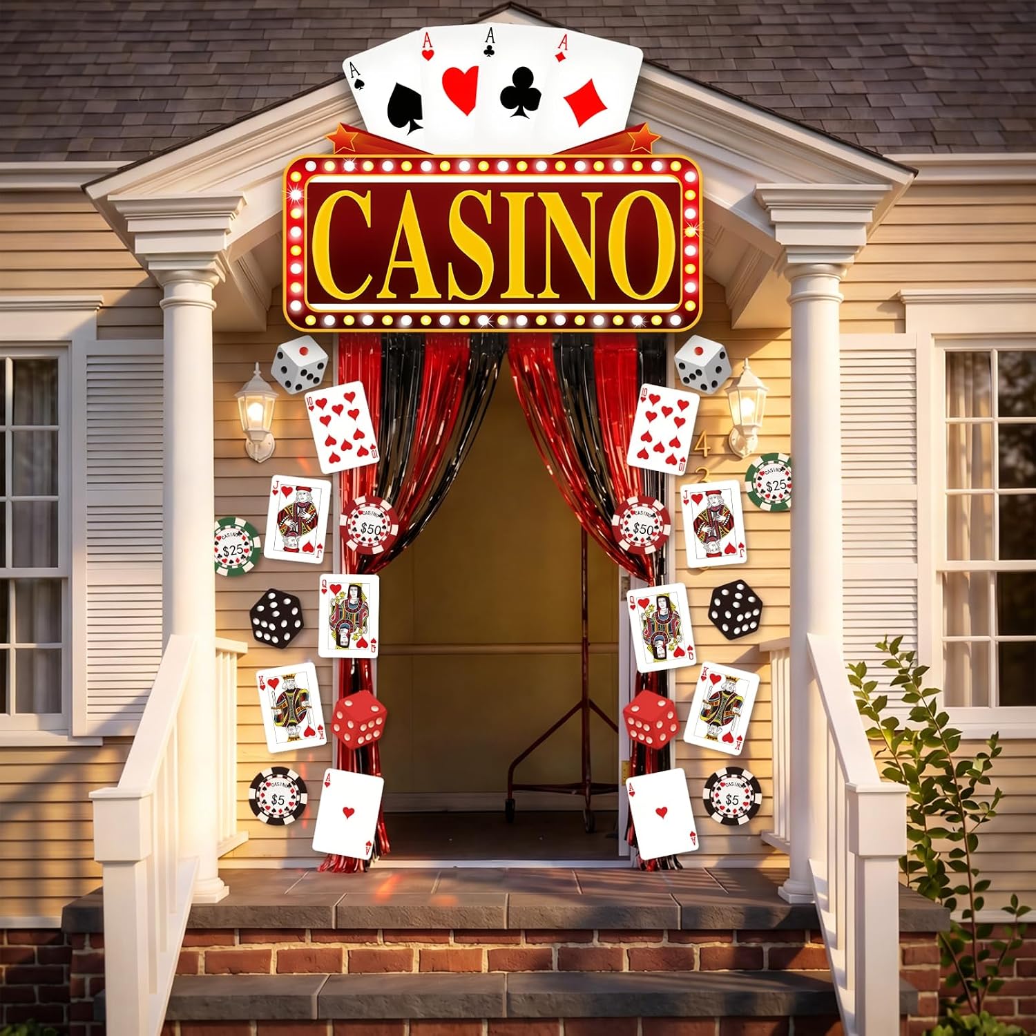 Epakh 23 Pcs Halloween 1950s Movie Themed Party Decoration Set, Casino