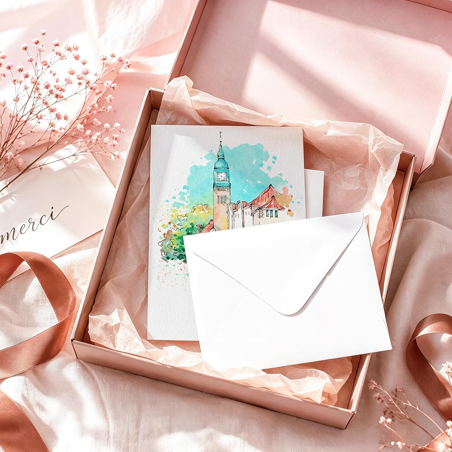 70 Sets Watercolor Cards with Envelopes,Folded Cards 4.3 x 6 Inch