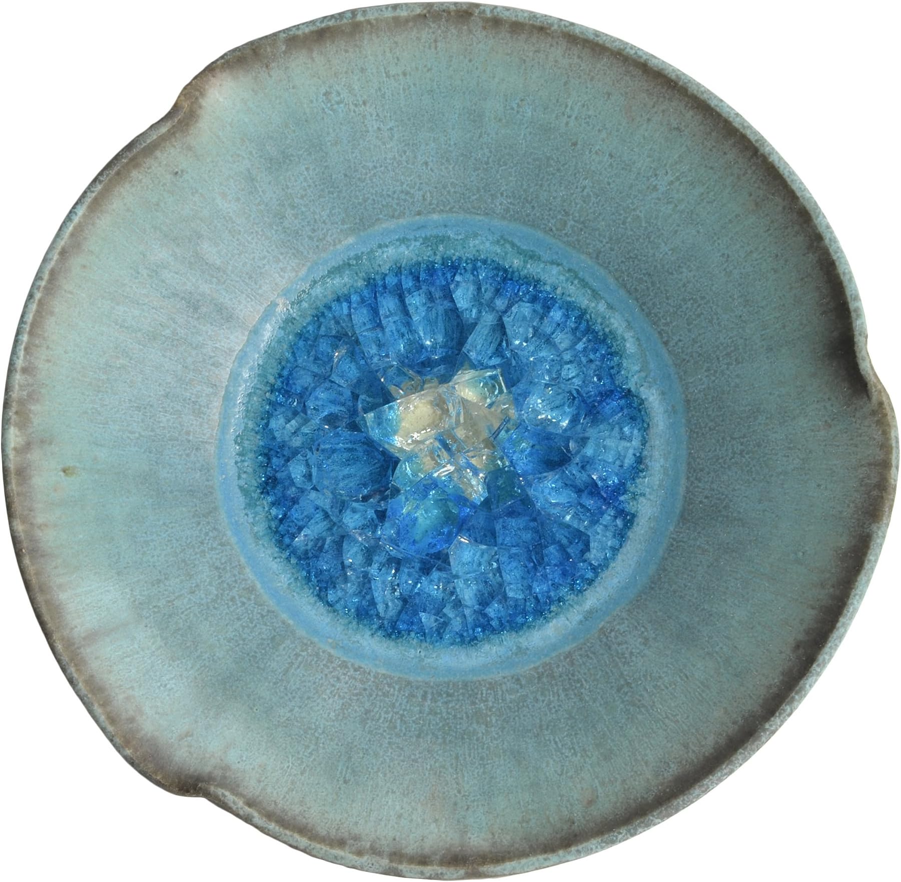 Pinched Rim Bowl with Fused Glass, Turquoise, Small