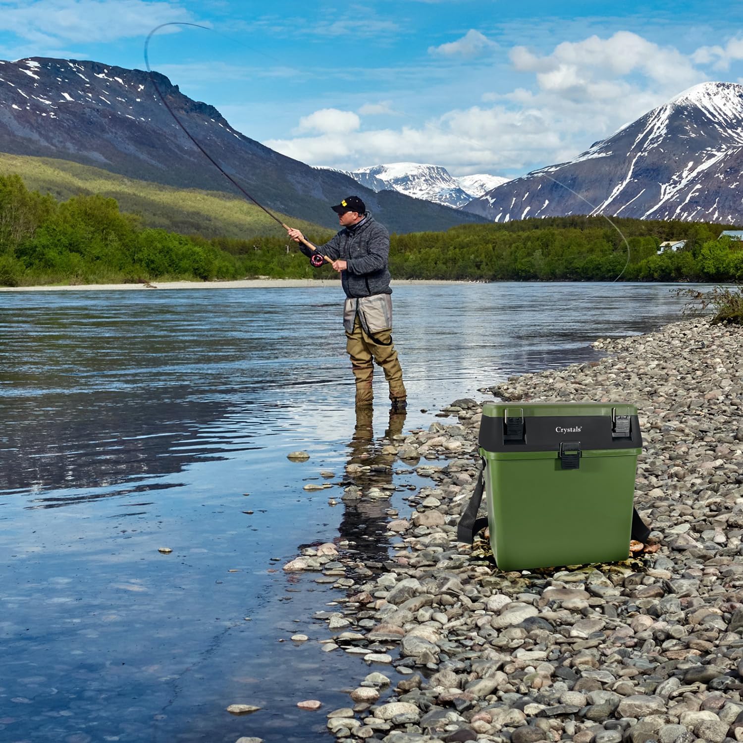 Crystals Fishing Tacke Box Seat - Sea Fishing Padded Seat with Bait Lure Box Set - Carp Fishing Kit Accessories Box - Fishing Gear Storage Organiser, Green/Black 6 81O2RbmgG8L. AC SL1500
