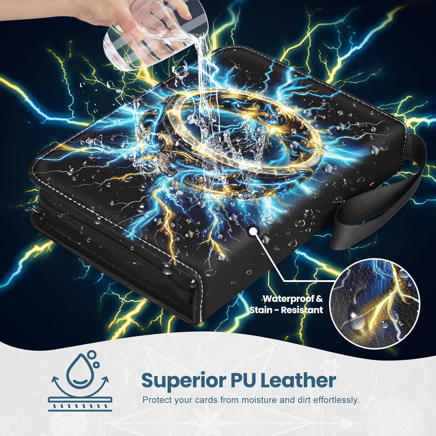 Card Binders 9 Pocket with 900 Pockets,Zipper Case with 50 Removable Pages, Trading Folder,Album Sleeves Holder Sheets for Game and Sports Cards,Gifts for Boys and Girls,Black