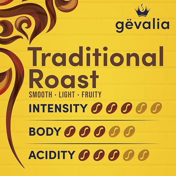 Gevalia Whole Bean Coffee, Traditional Mild Roast, 12 oz. Bag | 100% Arabica Whole Bean Coffee, Mild Roast with Notes of Caramel & Fruit, Slow Roasted & Never-Bitter