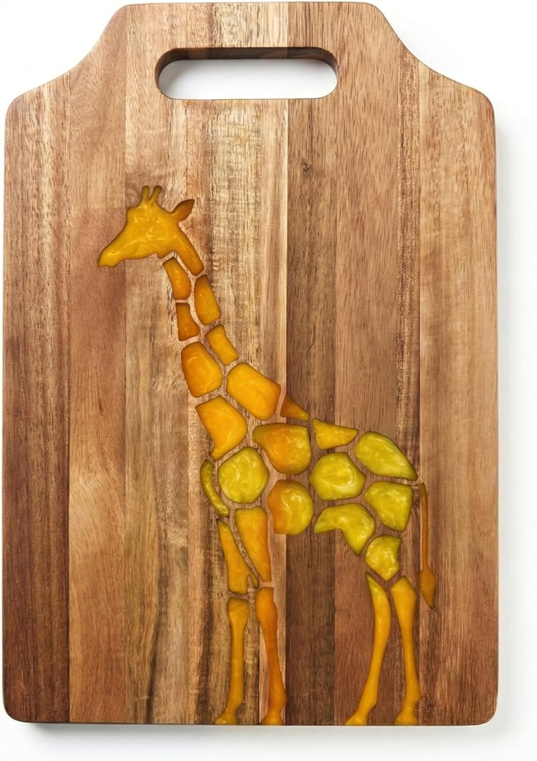 Giraffe Gifts Acacia Wood Cutting Board, with Unique Giraffe Epoxy Resin Pan, Perfect for Kitchen Meal Prep and Serving, Versatile Cheese & Charcuterie Board, for Meat and Vegetable, 15 * 9.6 Inch