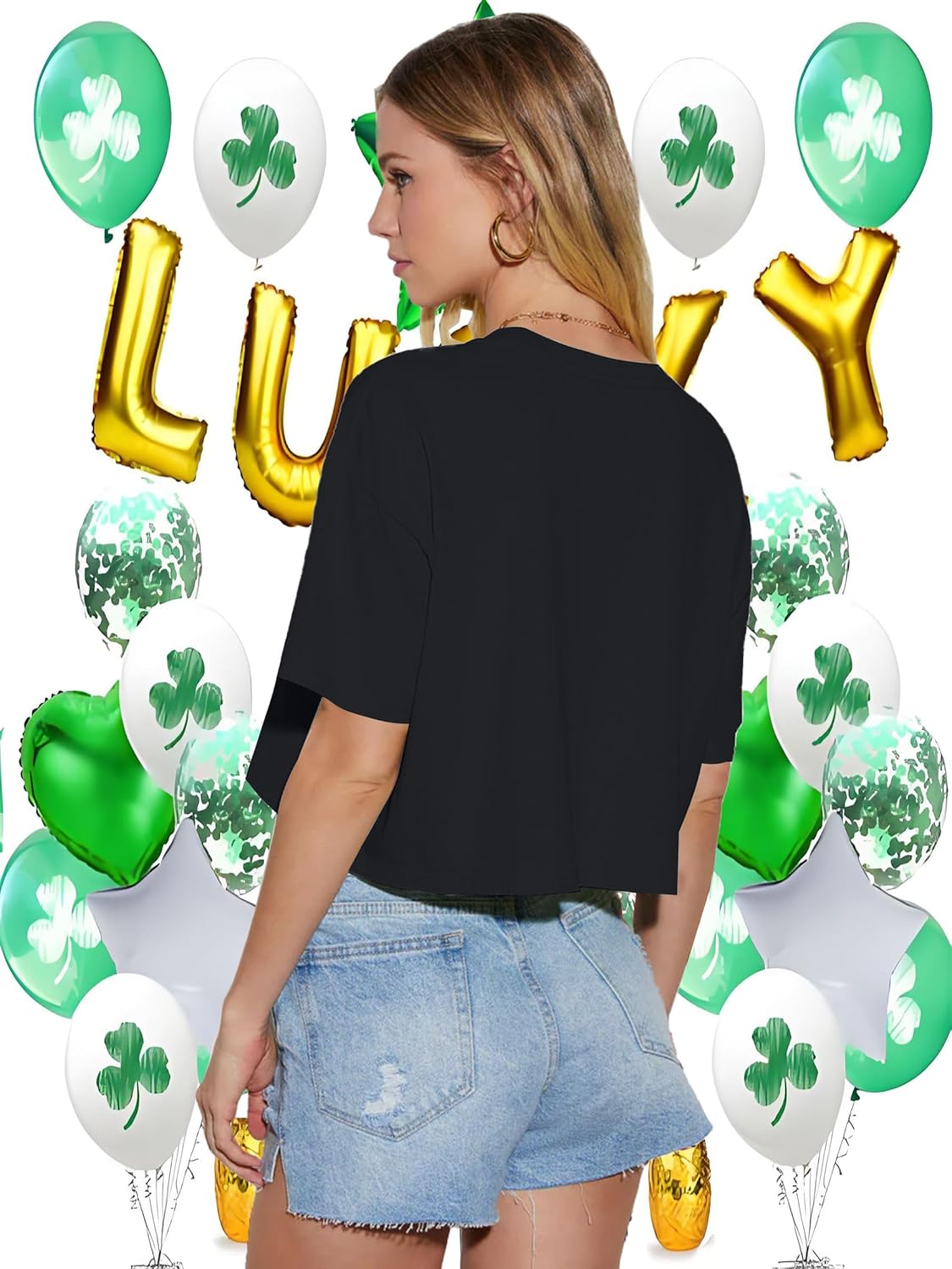 St Patricks Day Shirt Women Luck Shamrock Shirts Cute Saint Patricks Day Crop Top Irish Raglan Shirt - Image 4
