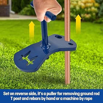 Universal Ground Rod Driver & Puller for 1/2 5/8 3/4 Grounding Rod, Rebar,T Post Use with Tube Drill (Driver & Puller Tool+ 3/4 SDS Plus Tube Drill)