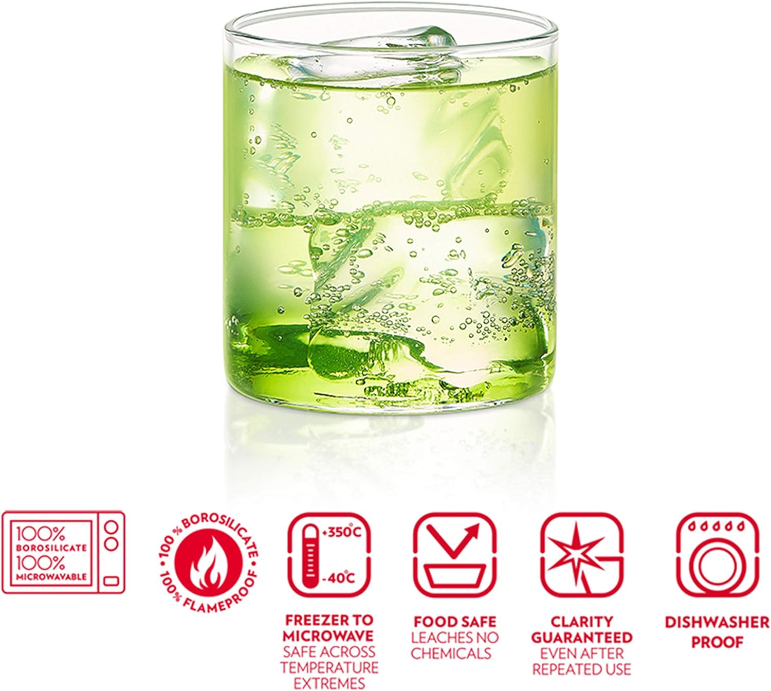 Borosil - VCST210 Borosil Vision Classic Small Tumbler [Set of 6] Clear Lightweight & Durable Drinkware, 7 Ounce Cups