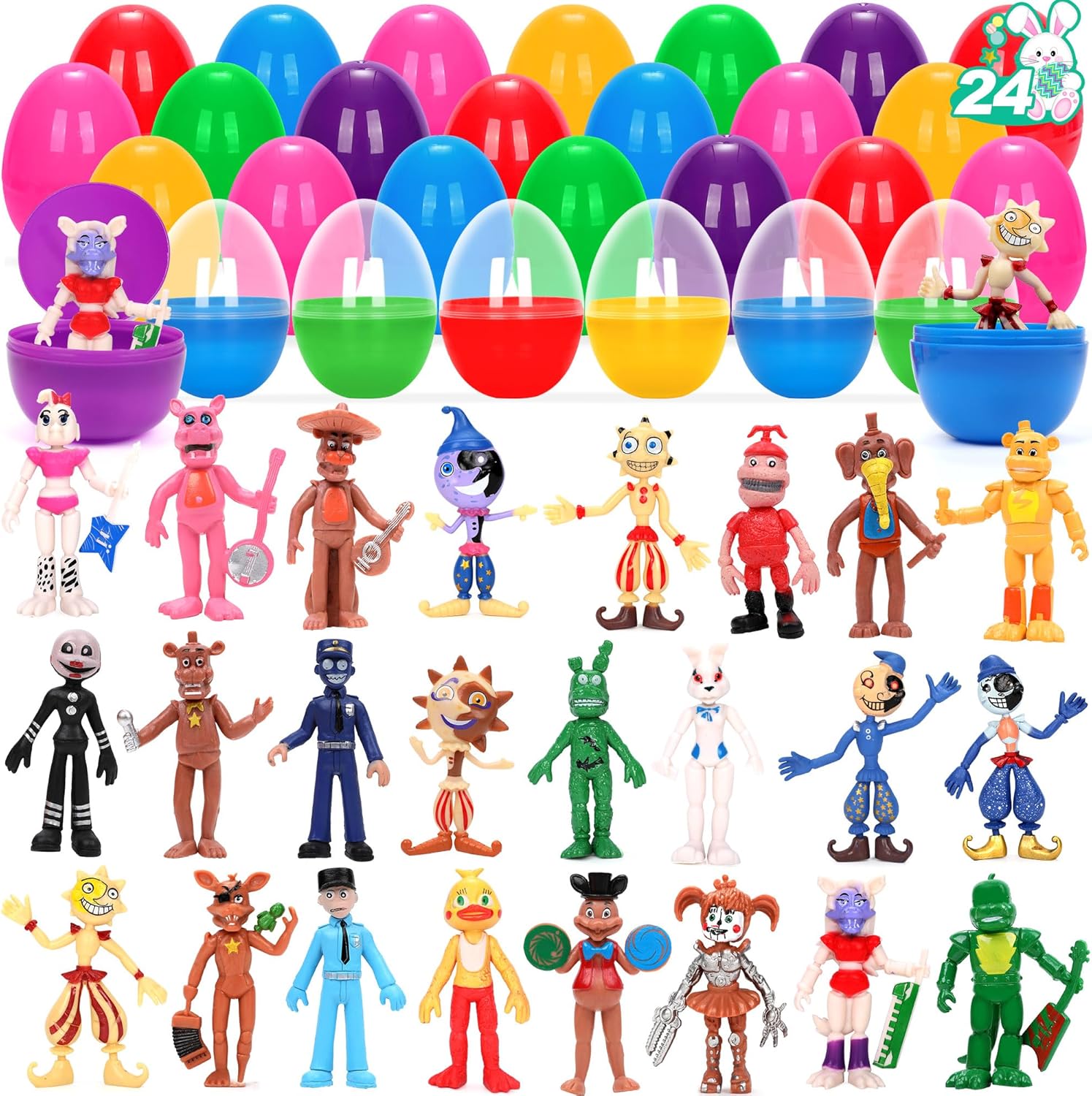 24 Pack Easter Eggs Filled for Kids, Easter Eggs Stuffers Horror Game Action Figure Toys Set, Ideal Easter Gift for Kids Boy Girl