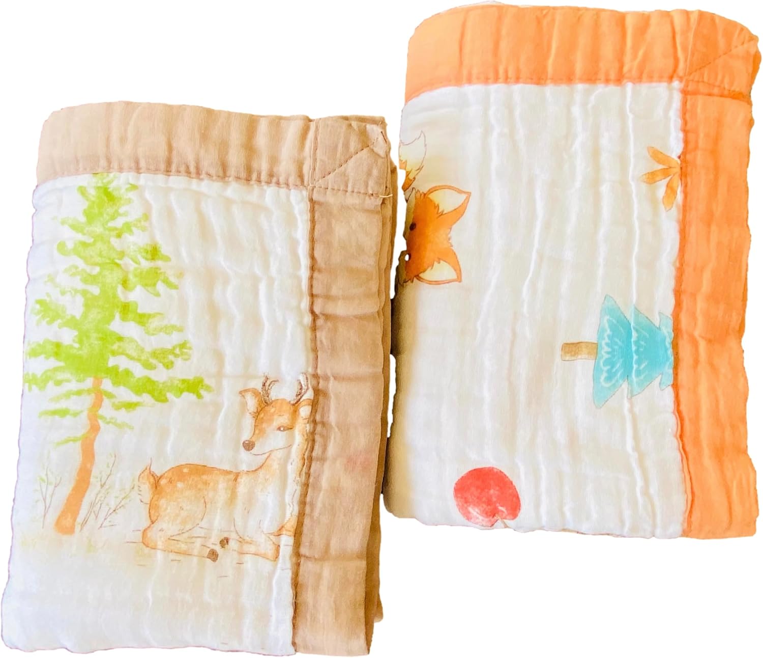 2-Pack Muslin Swaddle Blanket – 100% Organic Cotton Baby Blanket, 6-Layer Soft & Breathable, 43 × 43 in