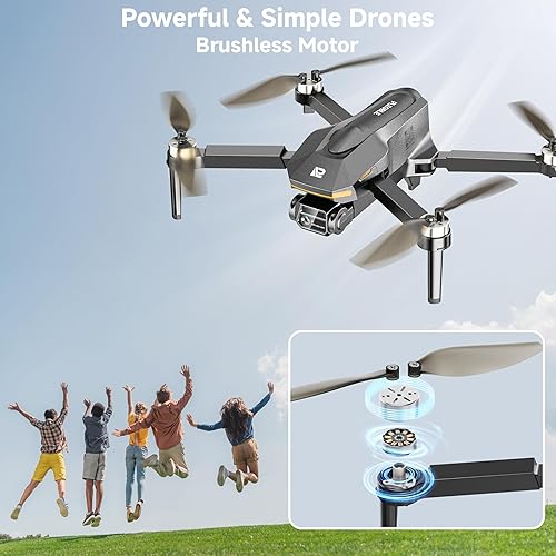 Miniatura 4 de Drones con cámara para adultos 4K, motor sin escobillas FPV plegable Mini RC Drone para niños principiantes, despegue con un solo toque, WiFi 5G,