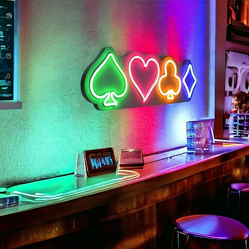 Miniatura 2 de Cartel de neón de Gambler Poker, hecho a mano, con luz de neón LED, para decoración de pared para sala de juegos, deportes, bar, sala de estar,