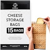 Formaticum - 15-Pack Cheese Storage Bags - 6.25 x 11 Wax Paper Bags to Keep Cheese or Charcuterie Fresh - Professional Grade Cheese Paper for Wrapping Cheese - Porous Brown Paper Bags From France 15 Bags