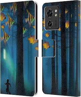 Head Case Designs Officially Licensed Dave Loblaw Came at Night Forest & Space Leather Book Wallet Case Cover Compatible with Motorola Moto Edge 40