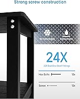 Vista 5 de MXIMU Mesa auxiliar exterior Adirondack de doble capa, mesas laterales exteriores cuadradas resistentes al clima, mesa auxiliar exterior