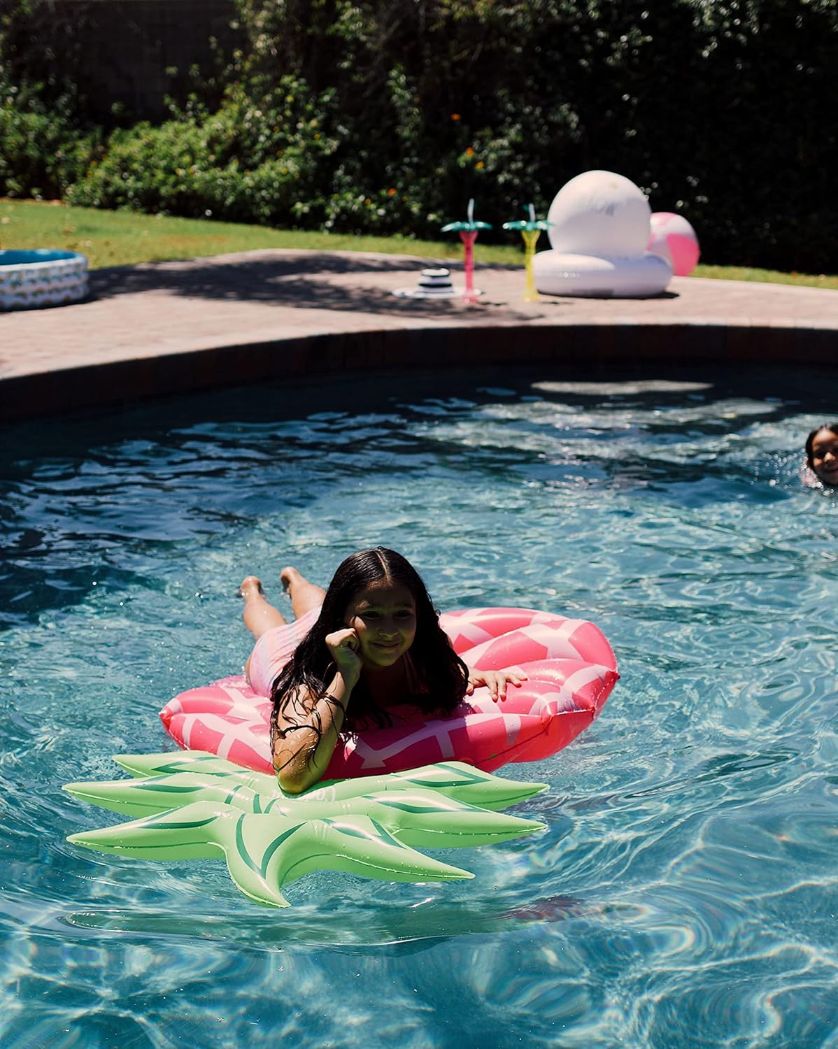 Coconut Outdoor Sweet Pink Pineapple Pool Float - Inflatable Raft - Durable Long Lasting 4.5 Foot Lounge Tube and Water Toy - Colorful Tropical Decoration for Parties, Luaus - Ages 8+ Years