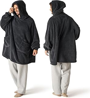 Bedsure Wearable Blanket Hoodie Mothers Day Gifts for Women, Warm Cozy Hoodie Blanket Sweatshirt for Adult Women Men, Charcoal, Oversized