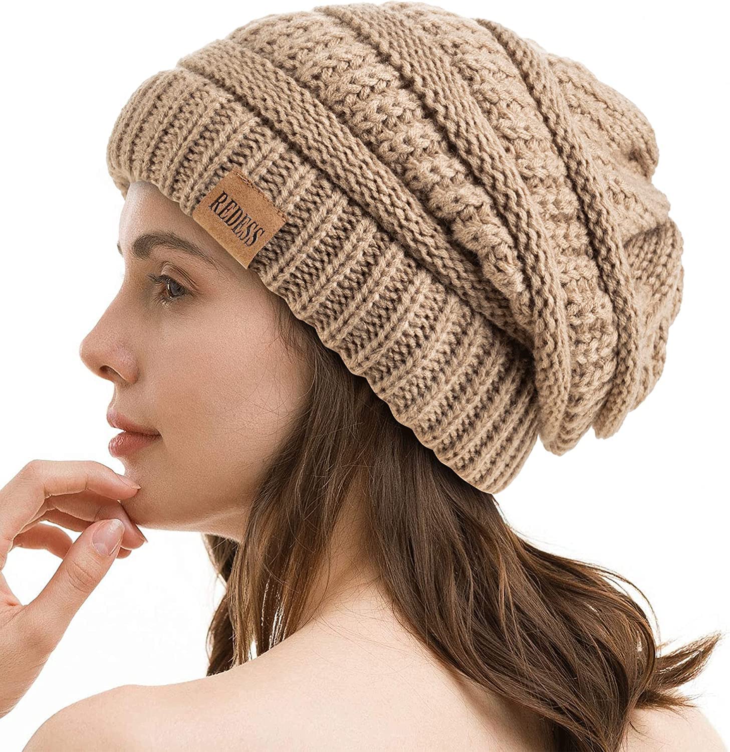 REDESS Slouchy Beanie Hat per Uomo e Donna Winter Warm Chunky Soft Oversize Cable Knit cap