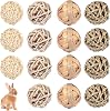 15 Pieces Small Animal Chew Ball Toy Rolling Activity Play Balls Bunny Treat Ball Grass Ball Pet Cage Accessories for Rabbits Guinea Pigs Chinchilla Teeth Grinding Gnawing Biting Classic Style