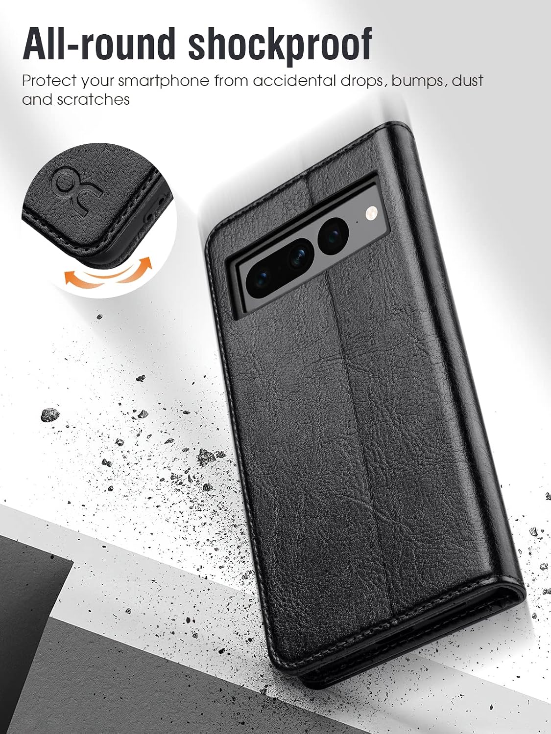 OCASE Compatible with Google Pixel 7 Pro 5G Wallet Case PU Leather Flip Folio Case with Card Holders RFID Blocking Kickstand [Shockproof TPU Inner Shell] Phone Cover 6.7 Inch 2022 (Black)