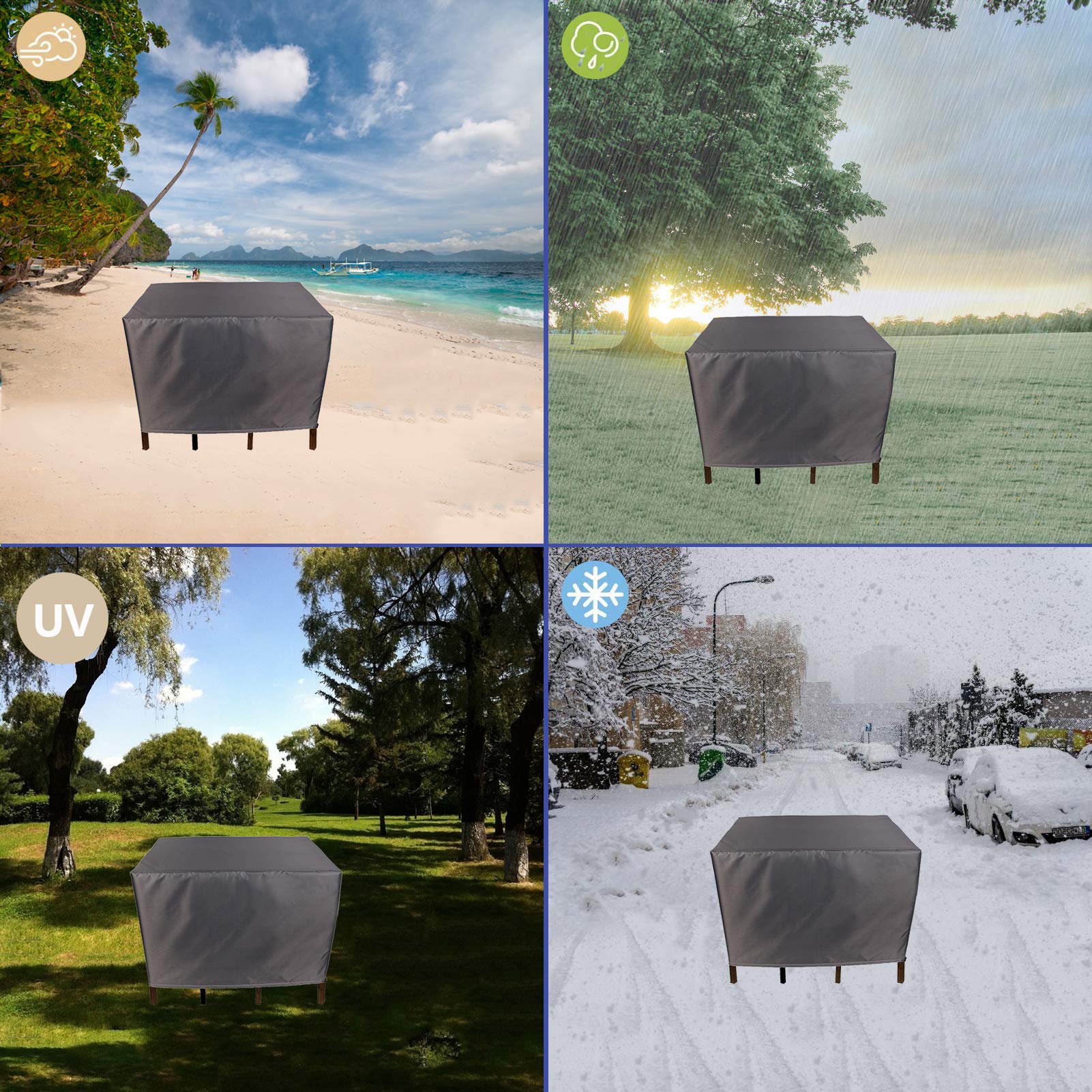 BAILR Coperture per Mobili da Giardino Impermeabile 69×69×71cm, Copertura per Mobili da Giardino da Esterno, a Prova di Polvere Antivento Protezione UV Panno Oxford