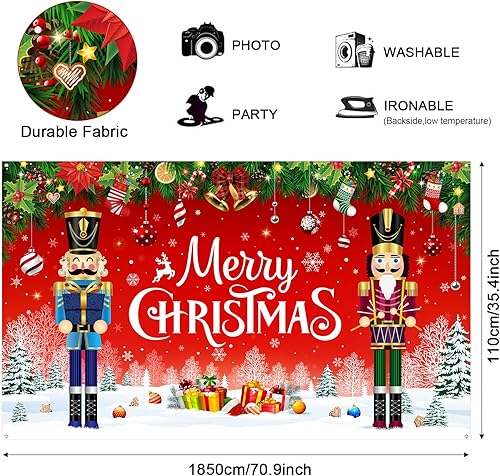 Miniatura 2 de Irenare Telón de fondo de Navidad con texto en inglés "Merry Christmas", decoración de fiesta, fotografía de Navidad, accesorios de fotografía para