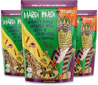 Granarly Mardi Pardi Granola 3 Pack - Whiskey Baked Gluten Free Granola for Yogurt - Healthy Vegan Granola Cereal for on The Go Snacks - 10oz/bag, 3 Count