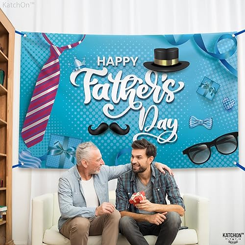 Miniatura 5 de XtraLarge - Banner para el Día del Padre, 72 x 44 pulgadas, decoración azul feliz del día del padre, telón de fondo del día del padre, pancarta